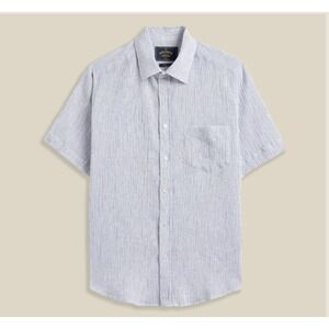 Portuguese Flannel Aaron Linen Shirt NWT Large Striped Short Sleeve Button Down